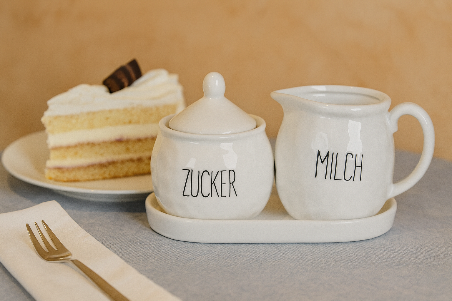 Keramik Zuckerdose und Milchkännchen | Milch und Zucker Set – Bild 3