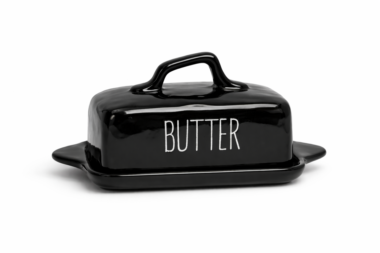 Keramik Butterdose mit Deckel | modern elegant & pflegeleicht schwarz