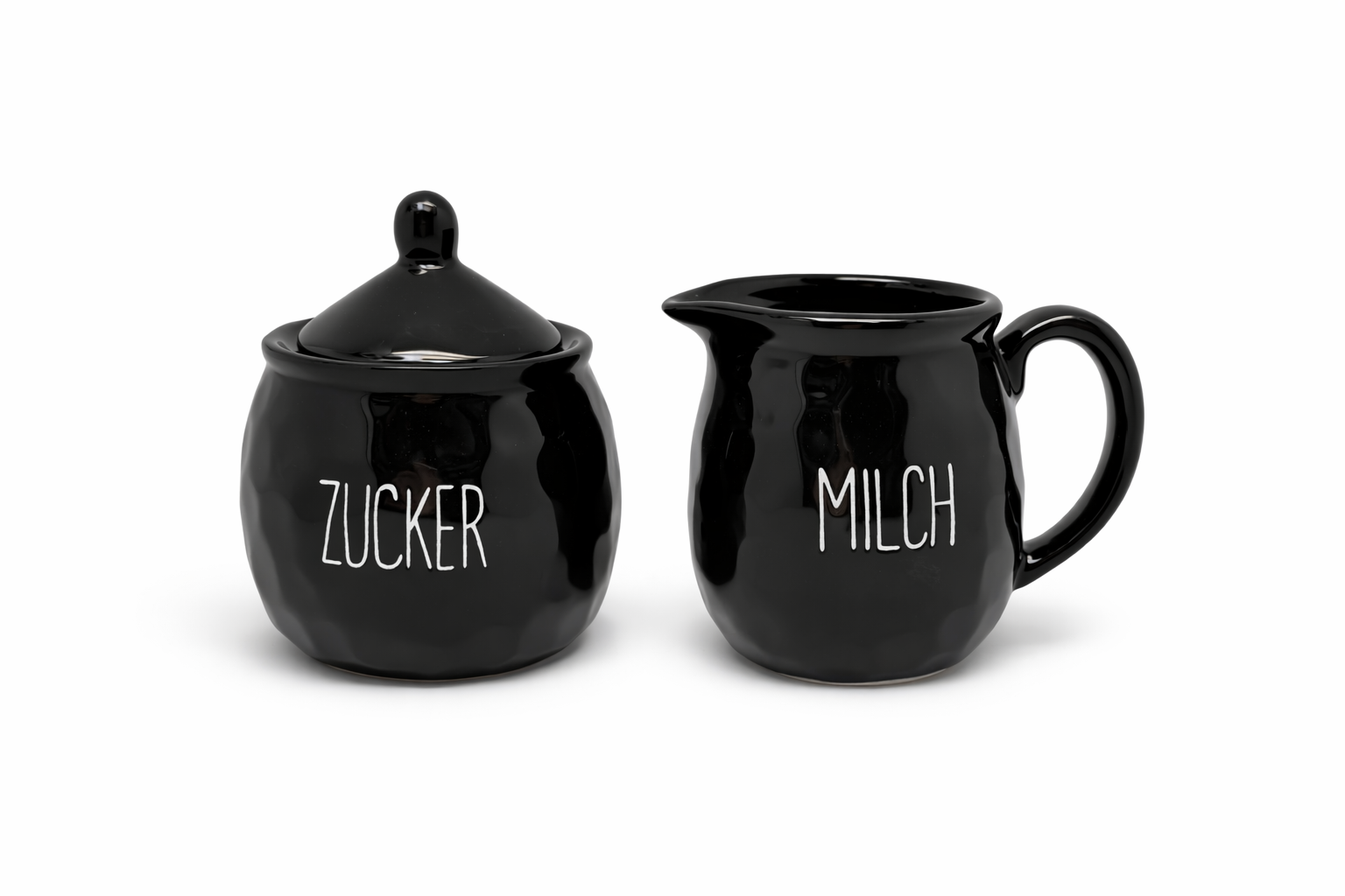 Keramik Zuckerdose und Milchkännchen | Milch und Zucker Set schwarz