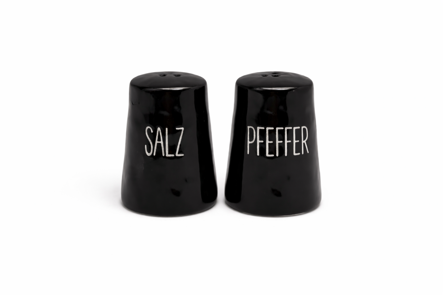 Keramik Salz- & Pfefferstreuer Set | Gewürz Streuer modern & elegant schwarz
